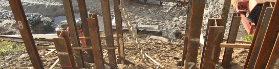 Pilings on beach